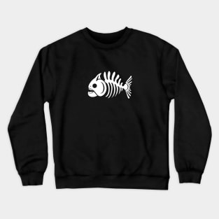 Piranha skeleton.Minimalist design of a fish skull and bones Crewneck Sweatshirt